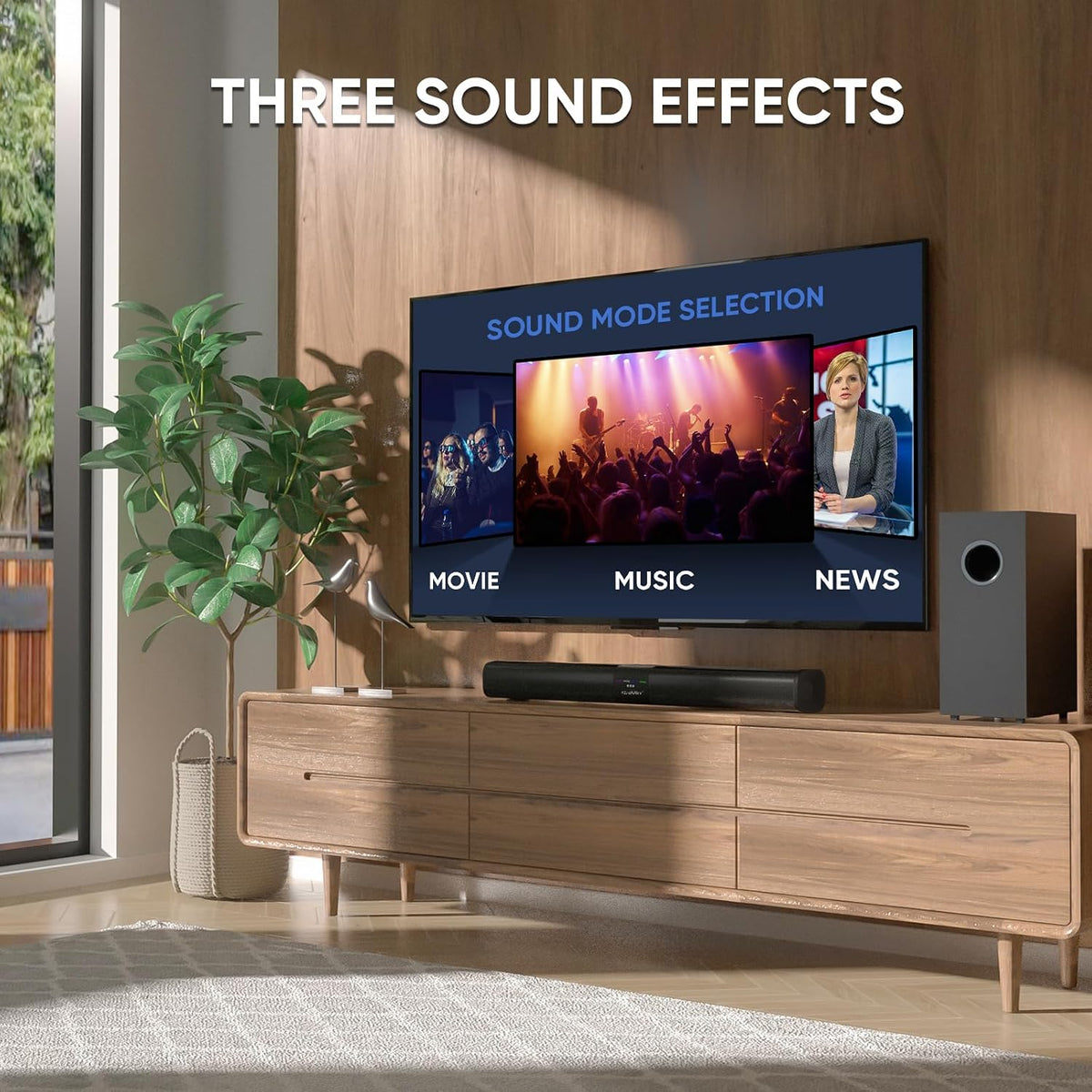 Sound Bar for Smart TV with 5.25 Inch Subwoofer, 100W 24 Inch Soundbar for TV, TV Soundbar with Optical, ARC, AUX and