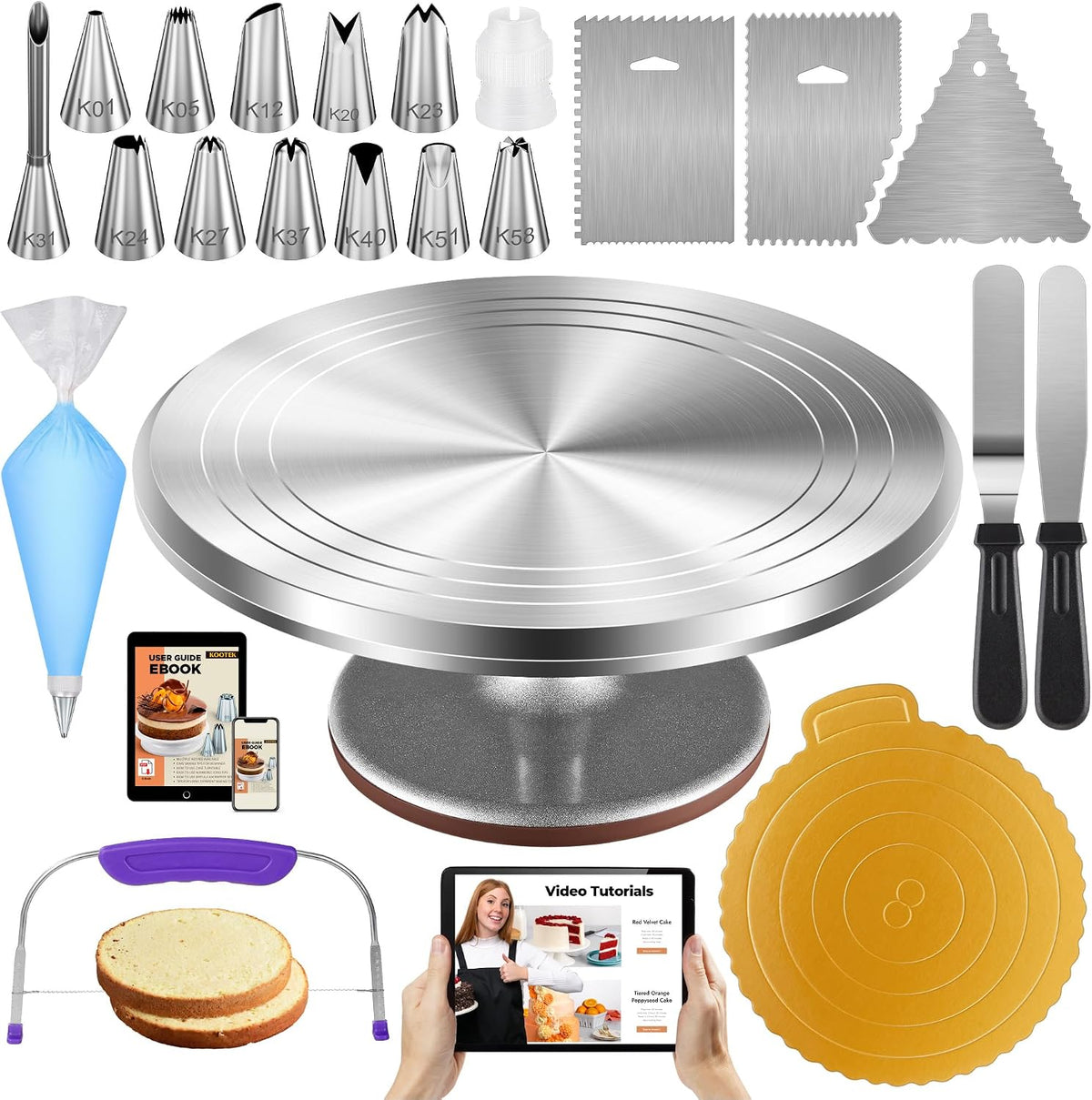 71 Aluminum Cake Decorating Kit, Baking Supplies for Beginner & Pros