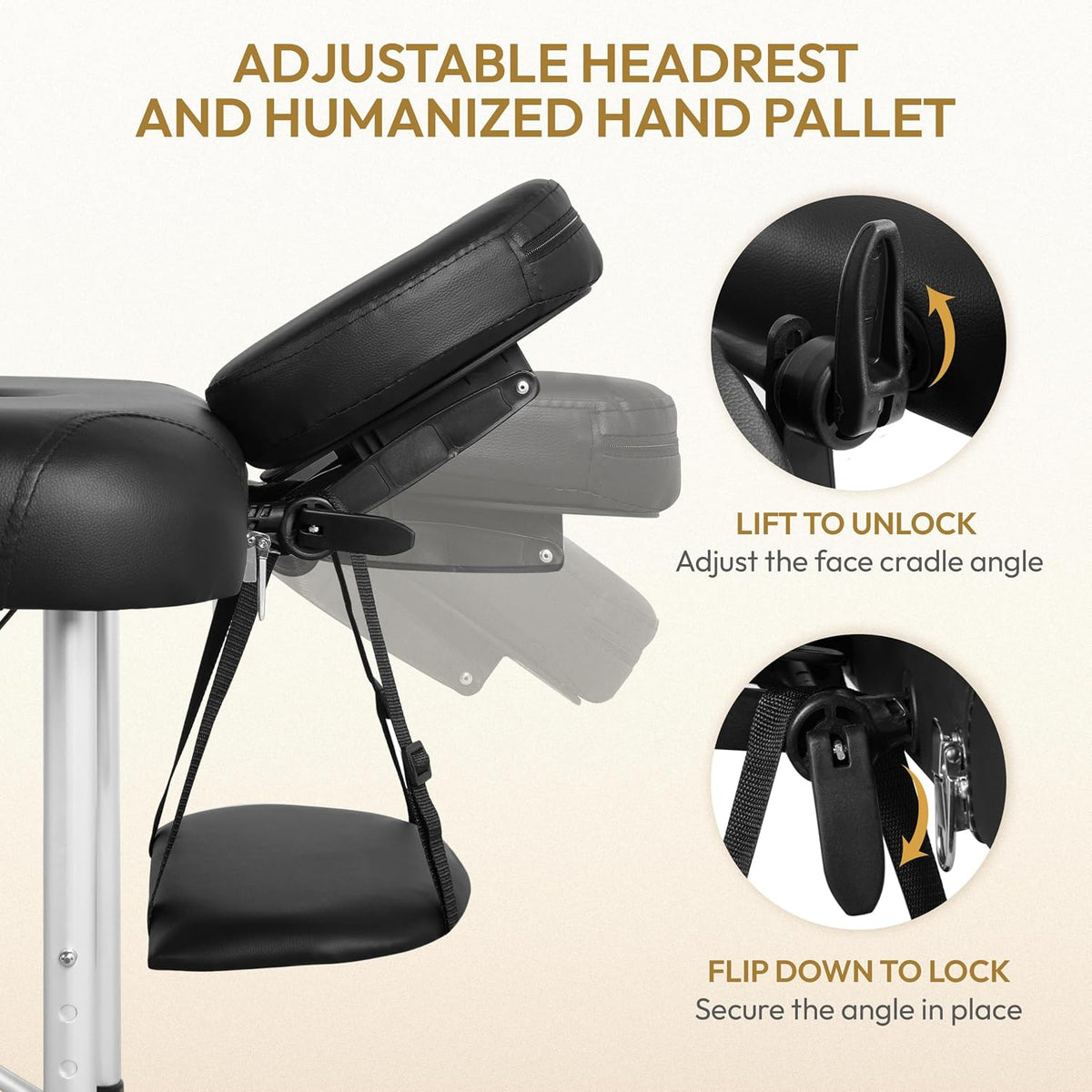Portable Folding Massage Table Adjustable Lash Tattoo Bed Black