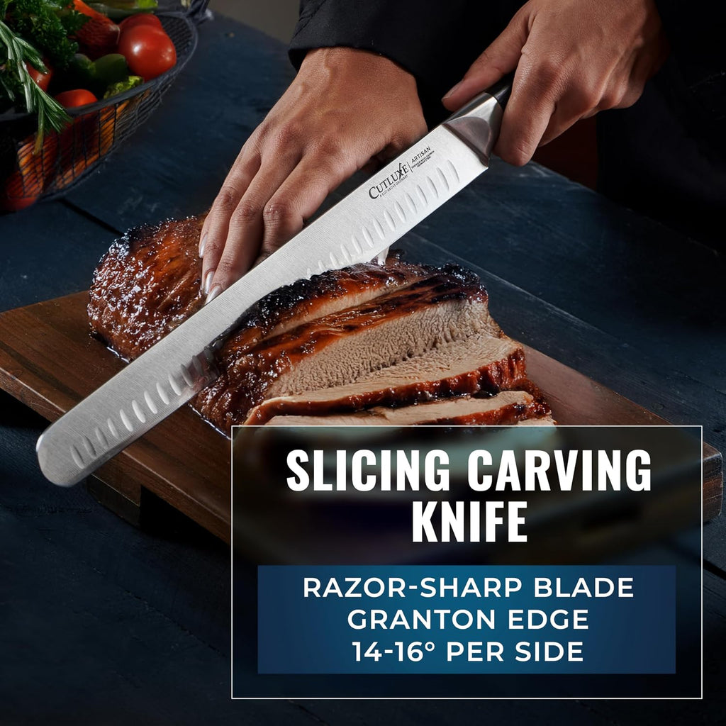 Butcher Knife Set, Brisket, Breaking & Boning Knife with Honing Rod