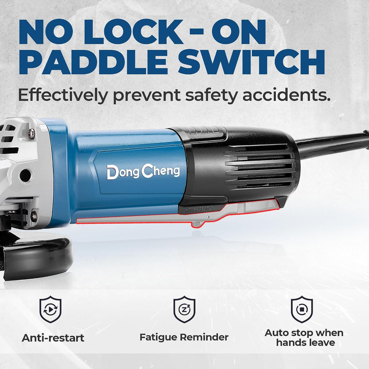 DongCheng Angle Grinder, 4-1/2 Inch 6.7A 800W 11800RPM Paddle Switch Electric Grinder with Cutting & Grinding Wheels