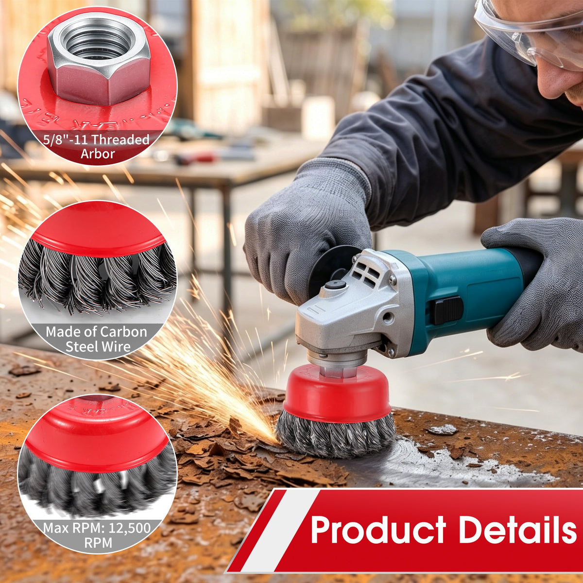 6 Pack Angle Grinder Wire Wheel, Wire Wheel Brush for 4-1/2" Angle Grinder