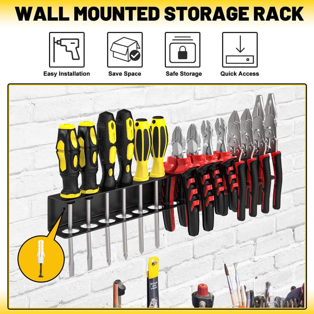 Screwdriver Plier Organizer Wall Mount,16" Screwdriver Holder,Black