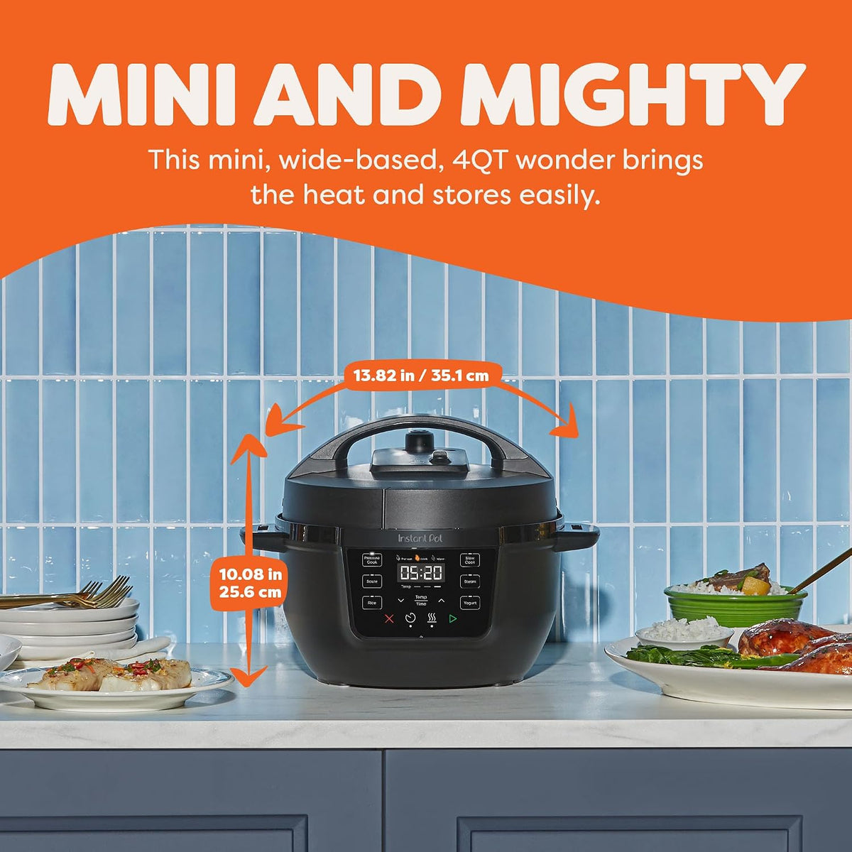 4QT RIO Mini 7-in-1 Multi-Cooker, Pressure Cooker, Slow cook, Sauté, Steam, Rice Maker, Yogurt, & Warmer, Black, 4