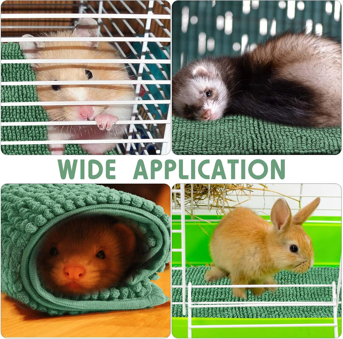 4 Pcs Guinea Pig Cage Liner, 16 x 24 Inch, Dark Green