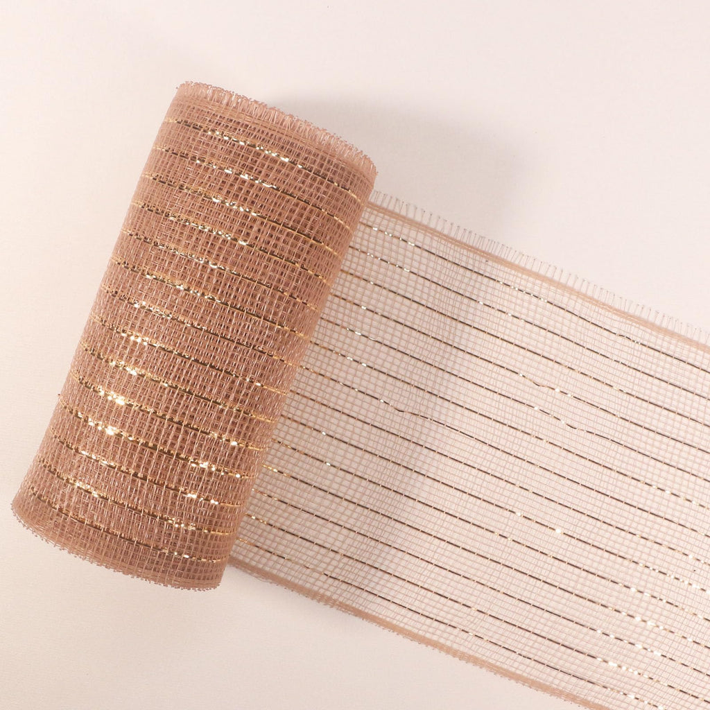 2 Rolls Rose Gold Deco Mesh Ribbon for Christmas Tree Wreath Crafts