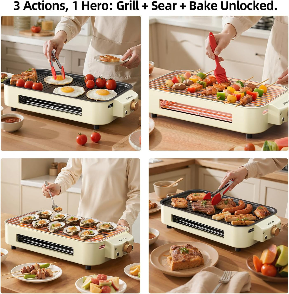 AORAN Indoor Grills Electric Smokeless – Versatile Smokeless Indoor Grill for Home Cooking, Featuring Indoor Grills