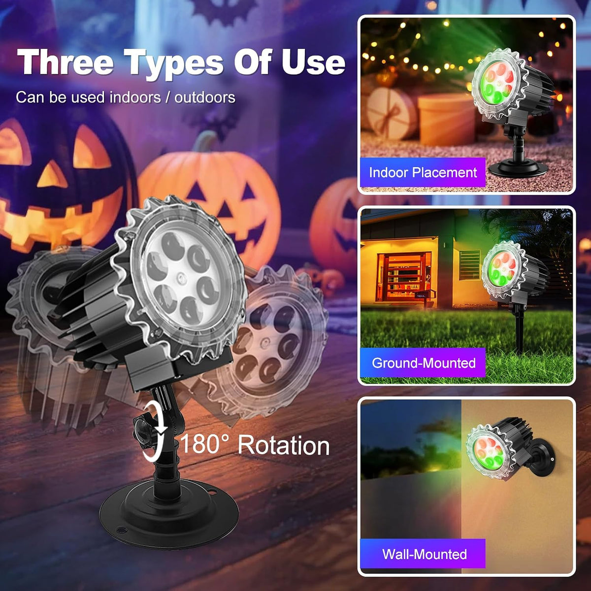 Halloween Projector Lights Outdoor, 2025 Upgraded 3D Brighter Green&Red Decoration LED Light, Landscape IP44