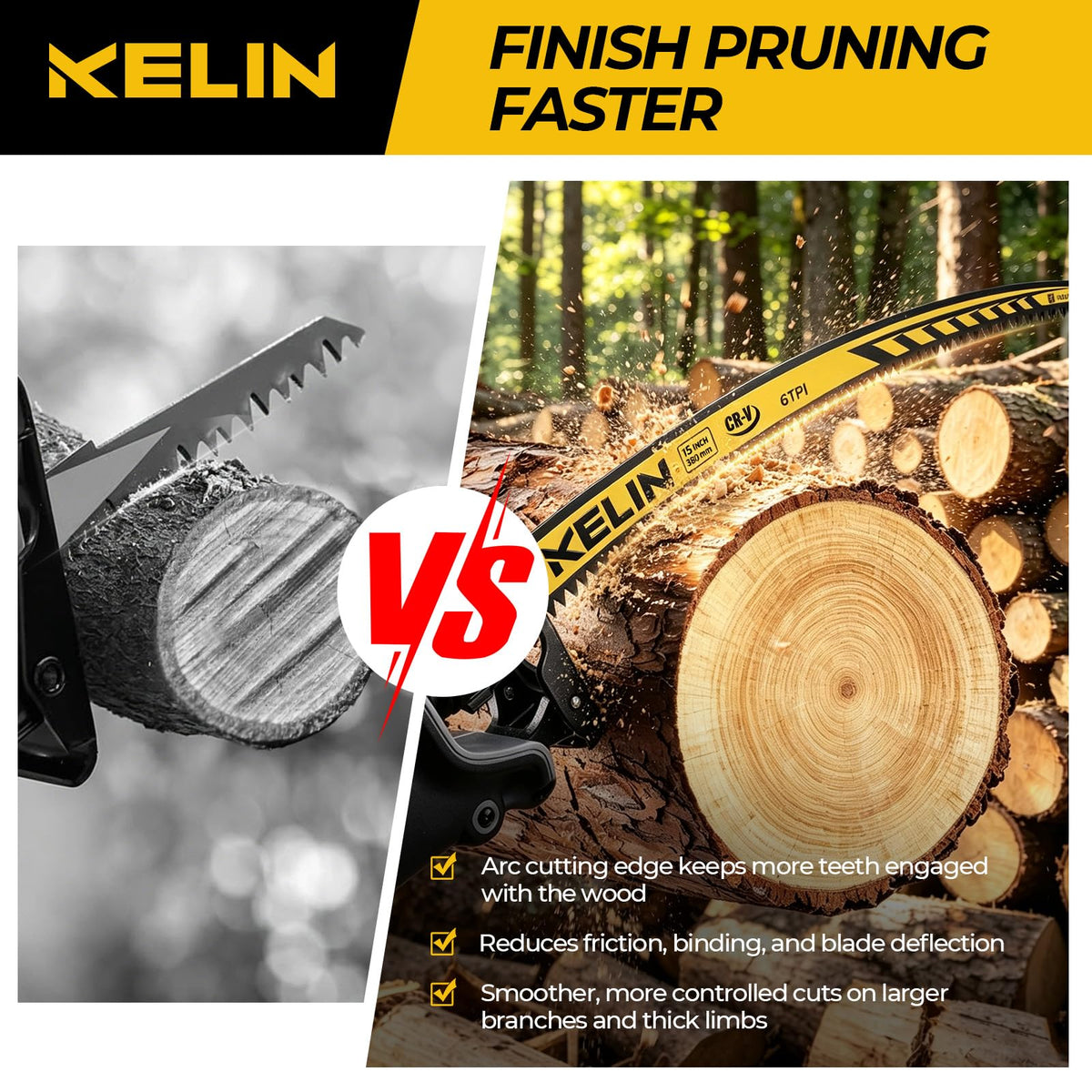KELIN 15" Pruning Blade for Reciprocating Saw,Arc Edge Japanese Saw,5 Pack