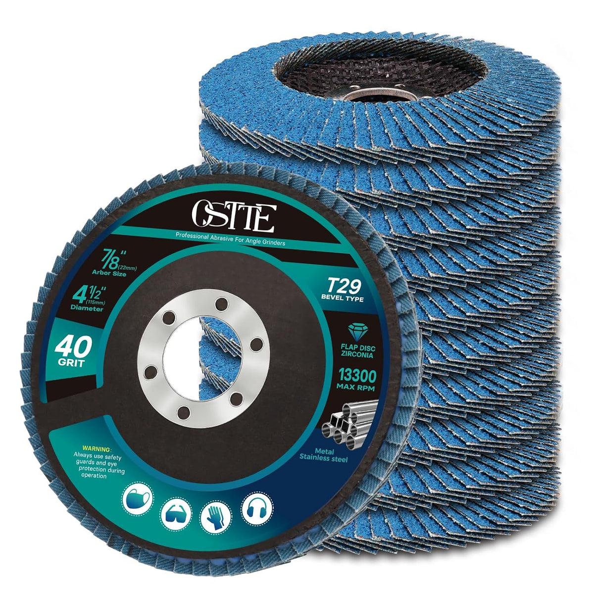 10 Pack Flap Discs 4-1/2" for Angle Grinder 40 Grit
