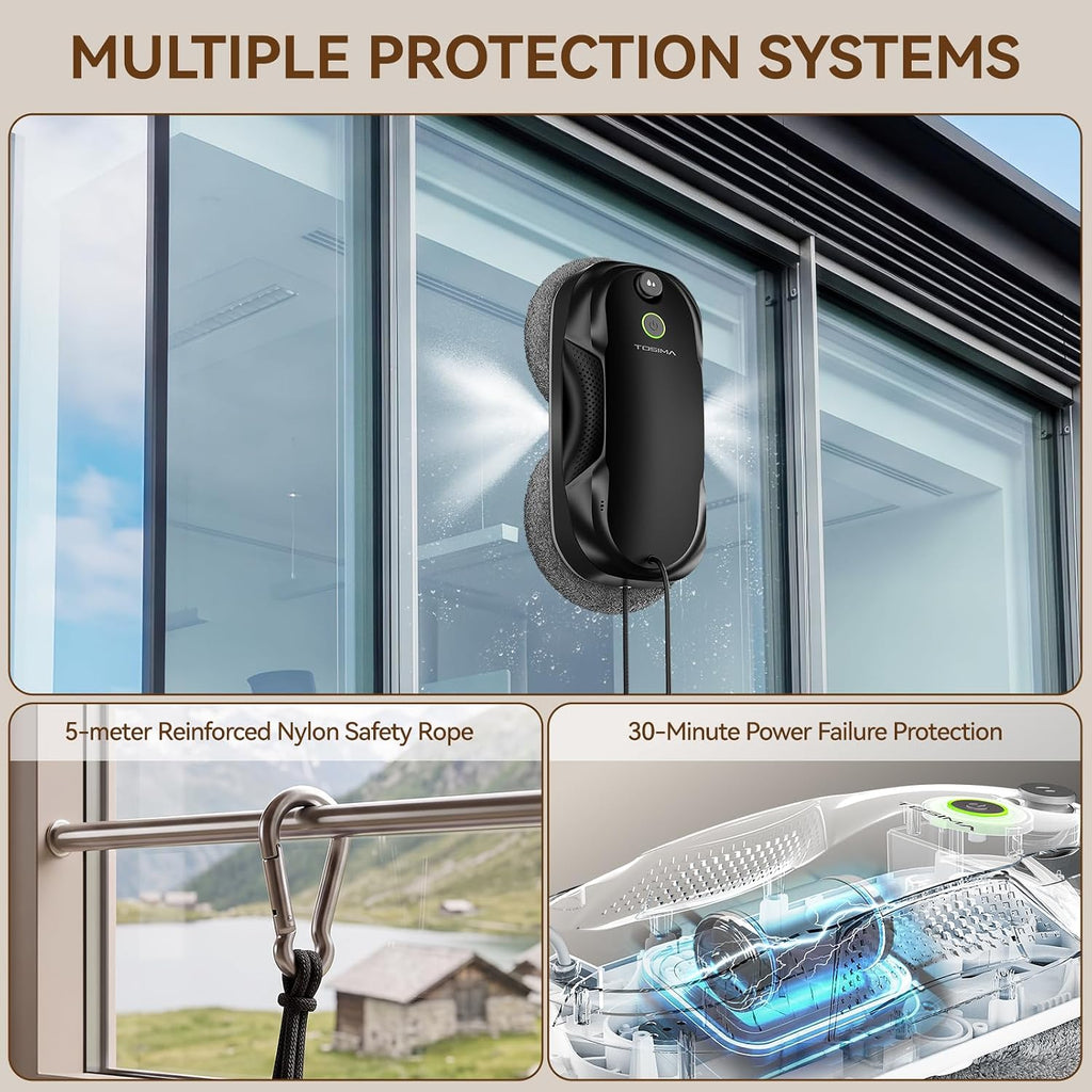 W5 Window Cleaning Robot, 6400Pa Max Adaptive Suction, Smart Window Cleaner with Triple Safety System, Intelligent