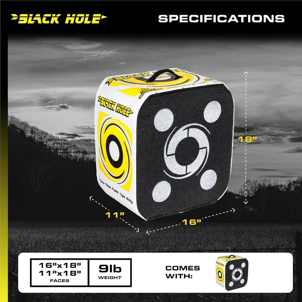 4-Sided Archery Target, Uses Friction Not Force to Stop All Field Points and Broadheads, Open-Face Layered Design