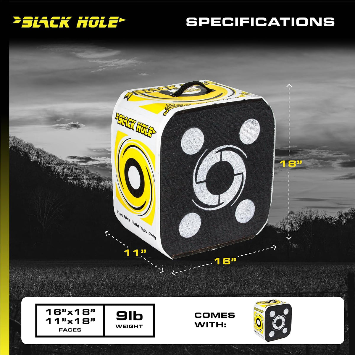 4-Sided Archery Target, Uses Friction Not Force to Stop All Field Points and Broadheads, Open-Face Layered Design