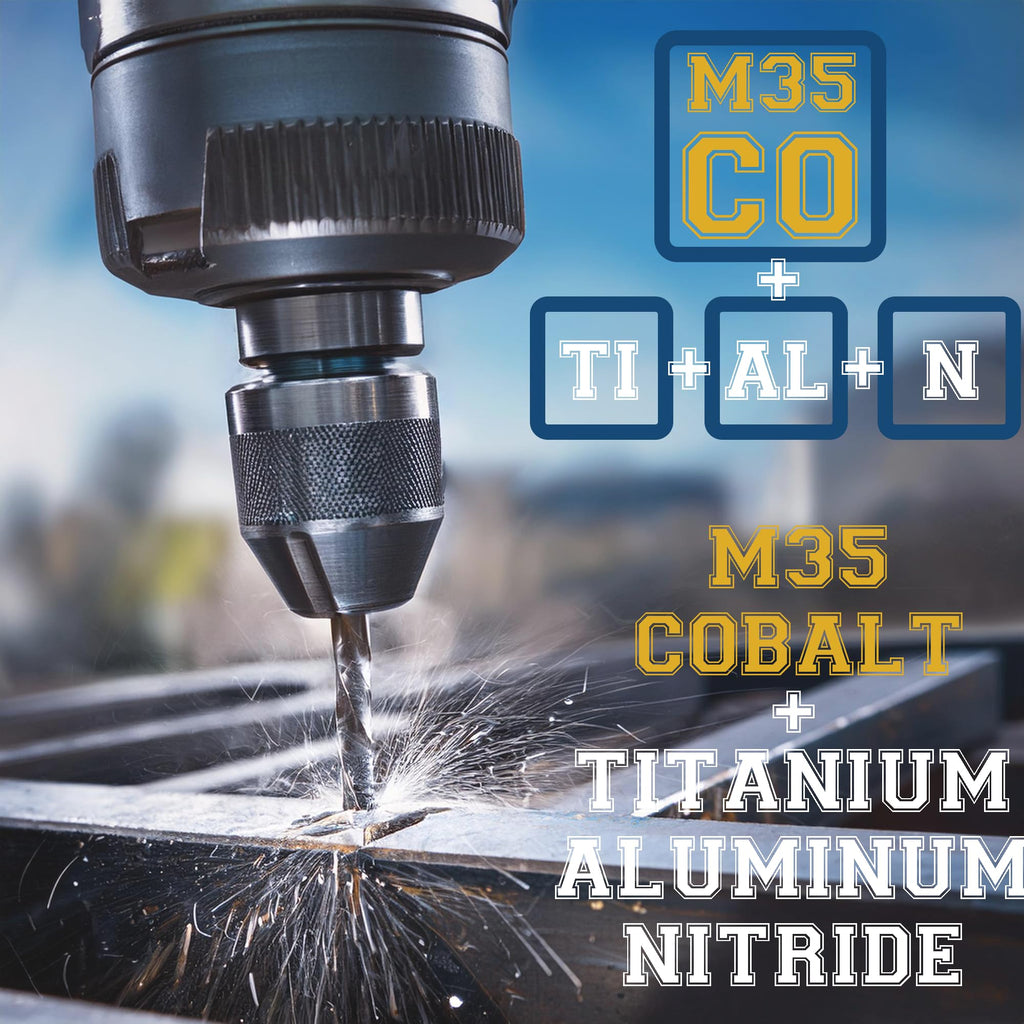 15/16 Inch Drill Bit (3 Pack) Industrial Grade M35 Cobalt Titanium Aluminum Nitrite - 15/16" Diameter & Total Length of 6" with Working Length of 3" Easily Drill Into Metal, Steel, & Aluminum