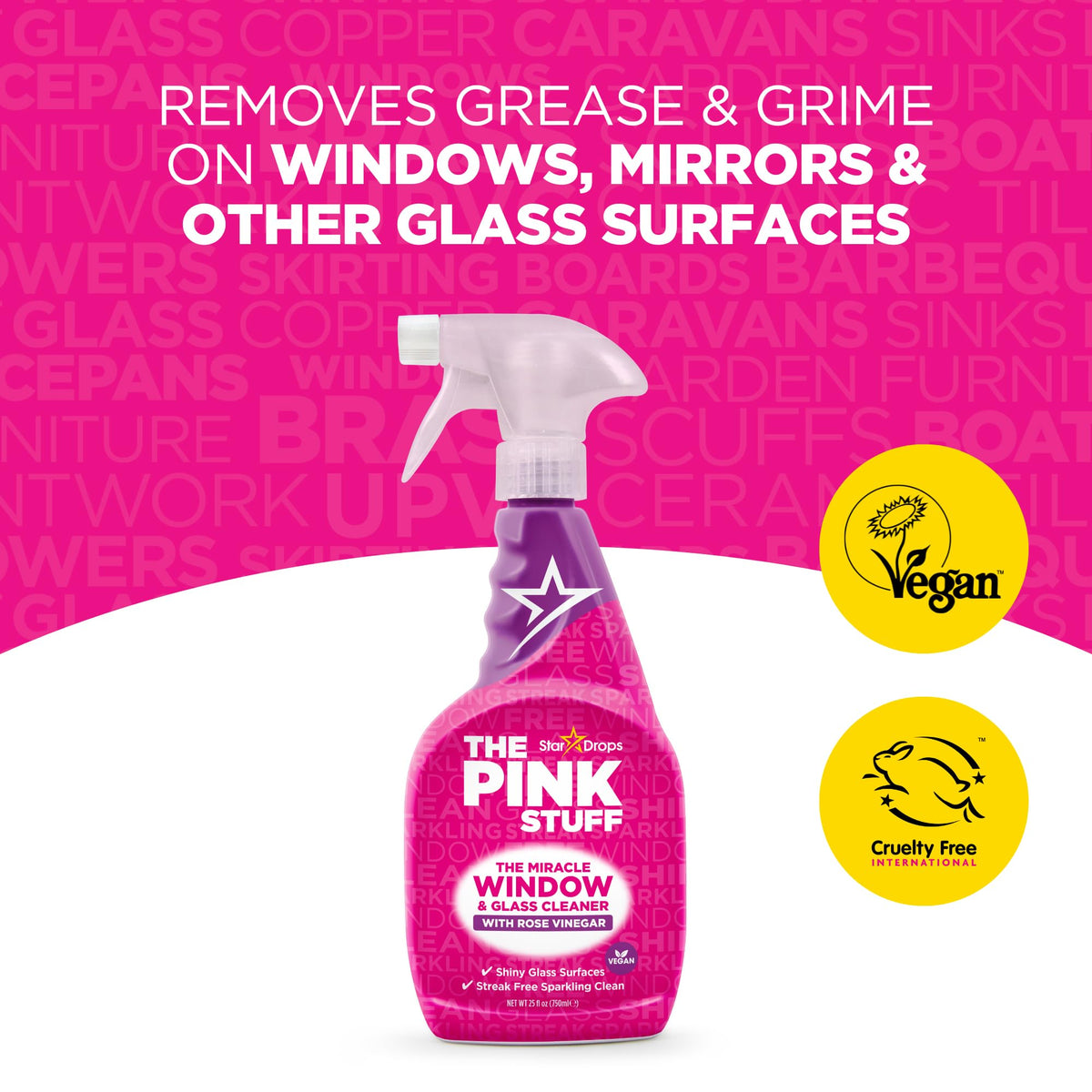 The Pink Stuff Miracle Window & Glass Cleaner, 25 Fl Oz 3Pk