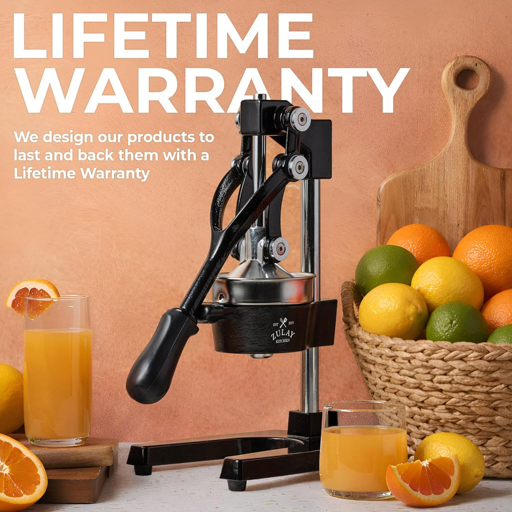 Cast Iron Juicer - Heavy Duty Orange Juicer with Detachable Strainers for Easy Cleaning, Citrus Press for Citrus