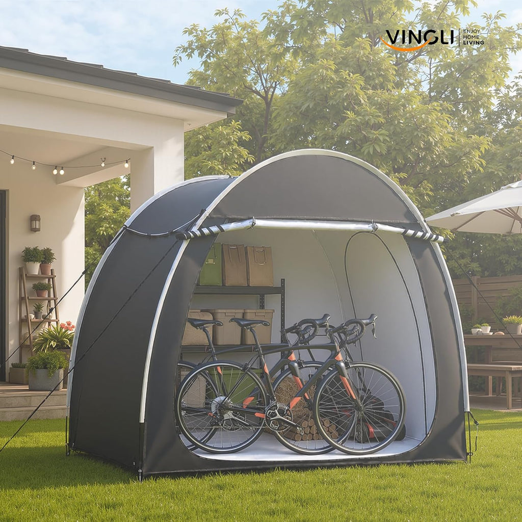 Bike Storage Shed Tent for 4-5 Bikes, Outdoor Portable Bicycle Storage Shed with Carry Bag, Waterproof Bike Tent for