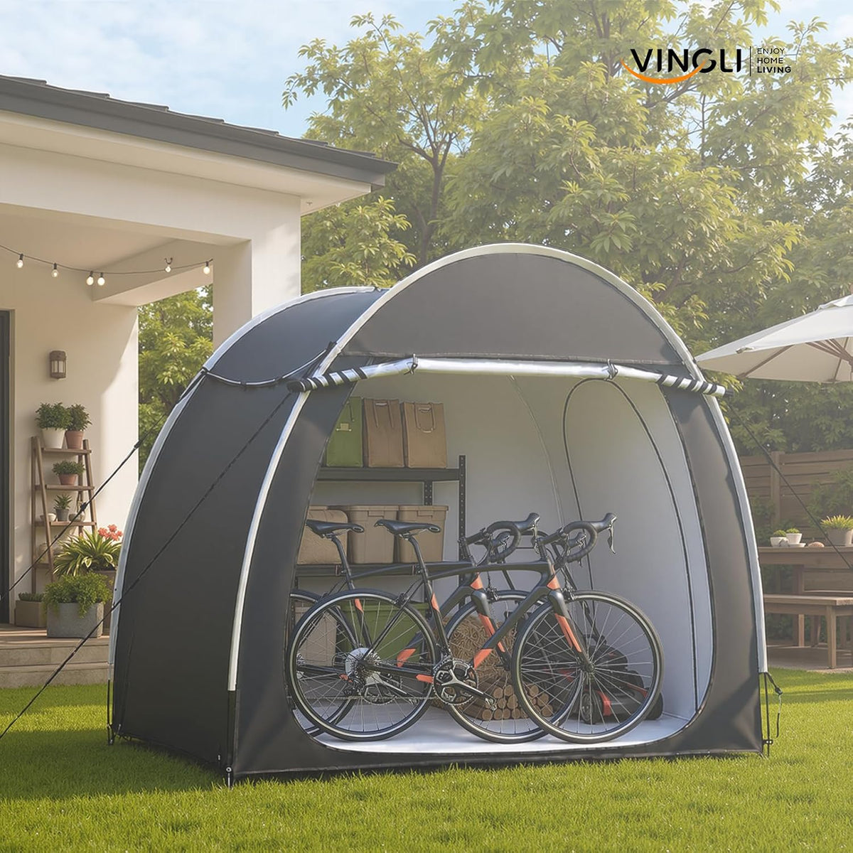 Bike Storage Shed Tent for 4-5 Bikes, Outdoor Portable Bicycle Storage Shed with Carry Bag, Waterproof Bike Tent for
