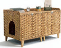 Cat Litter Box Enclosure for 2 Cats, PE Rattan