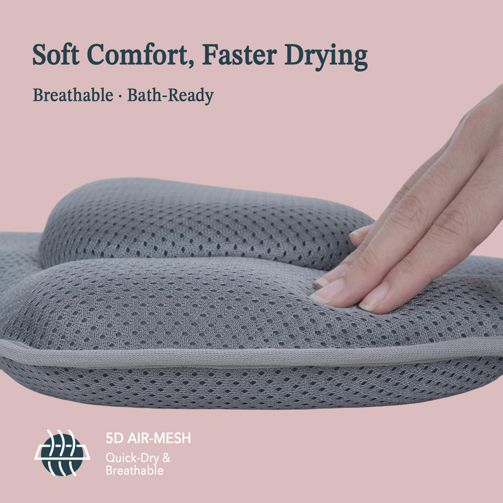 Bathtub Pillows, Non-Slip Breathable Bath Pillows with Neck Support Grey