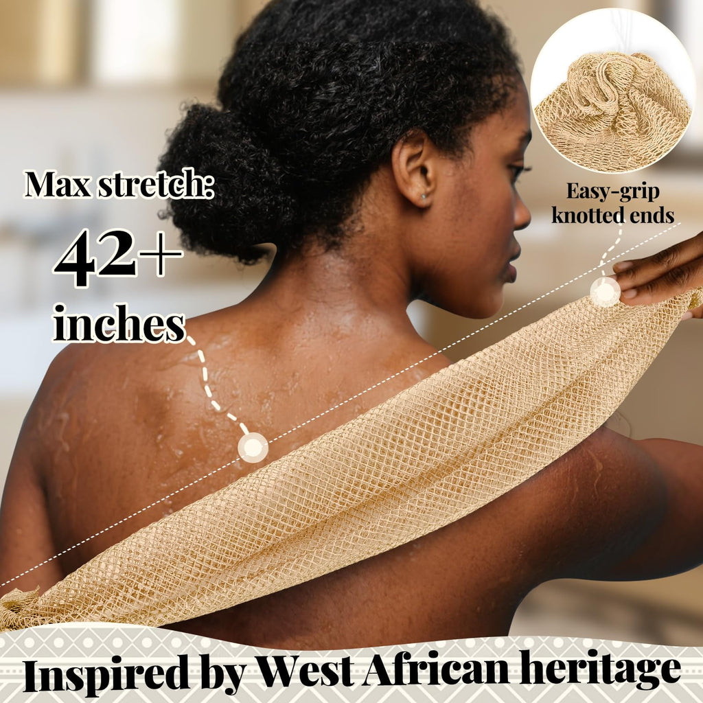 African Net Sponge Authentic-4 Packs African Exfoliating Net Sponge,Bath Sponges for Shower,42 inch Long for Normal