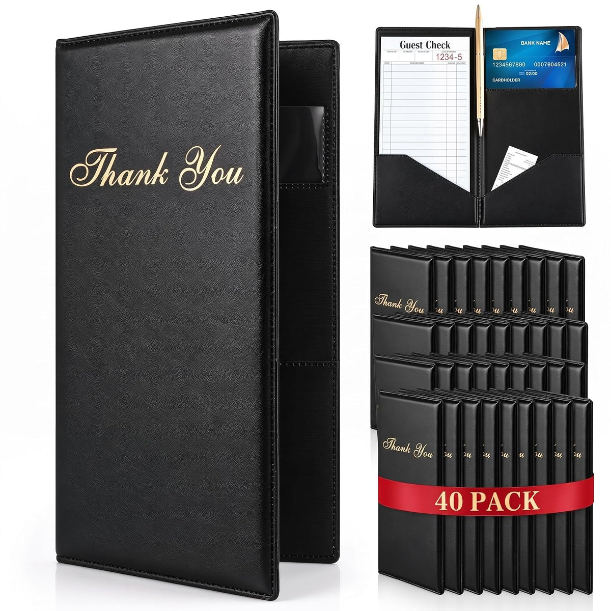 40 Pcs Server Books, Waiter Check Presenters, Guest Check Holder