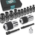 Bestwork 15-Piece Tap Socket Set, 1/4" & 3/8" Square Drive Tap Socket