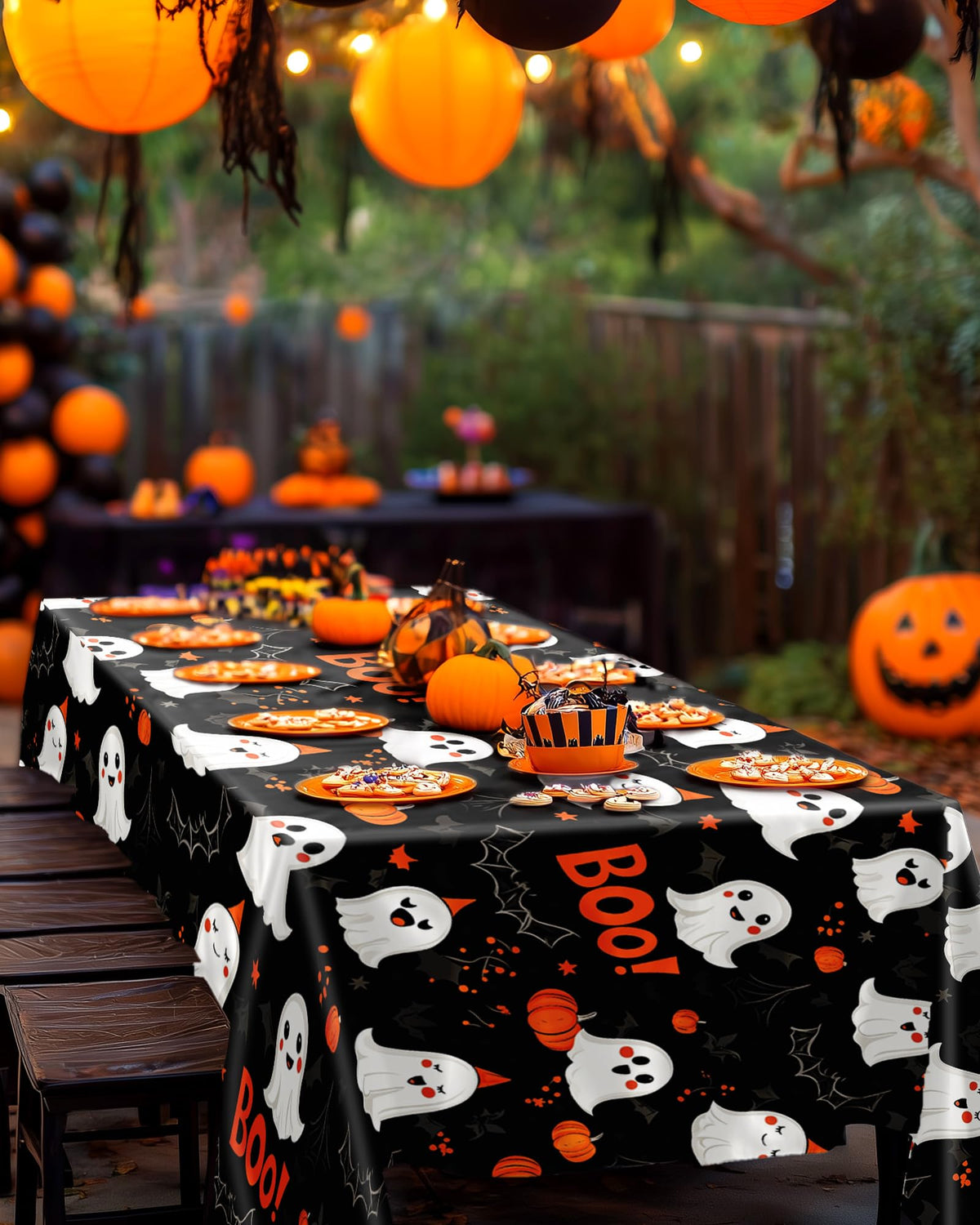 Plastic Table Cloth Disposable 54x108 Inch 10 Pack Halloween Black