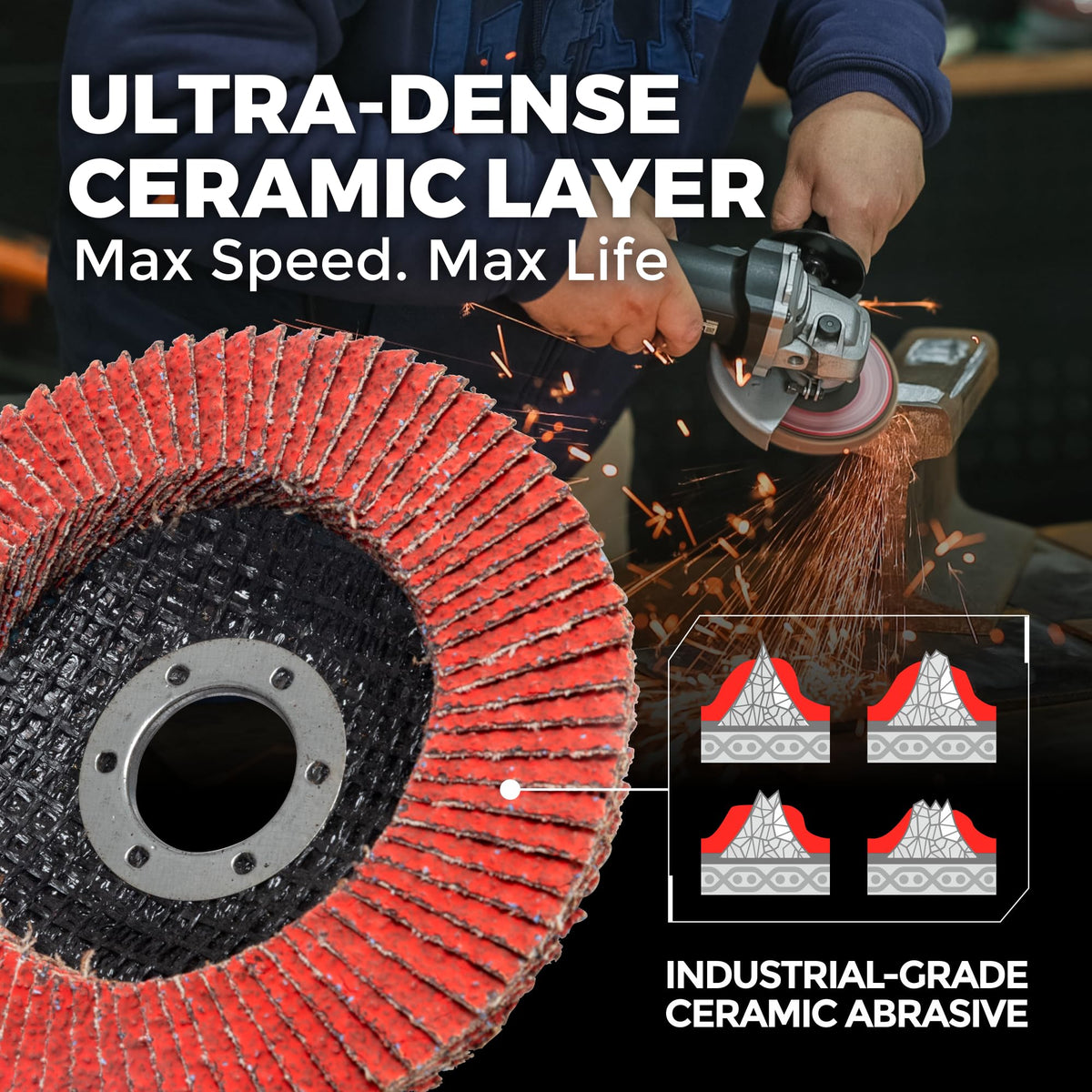 UPWOOD 10-Pack Ceramic Flap Discs, 4.5-Inch T29 36 Grit