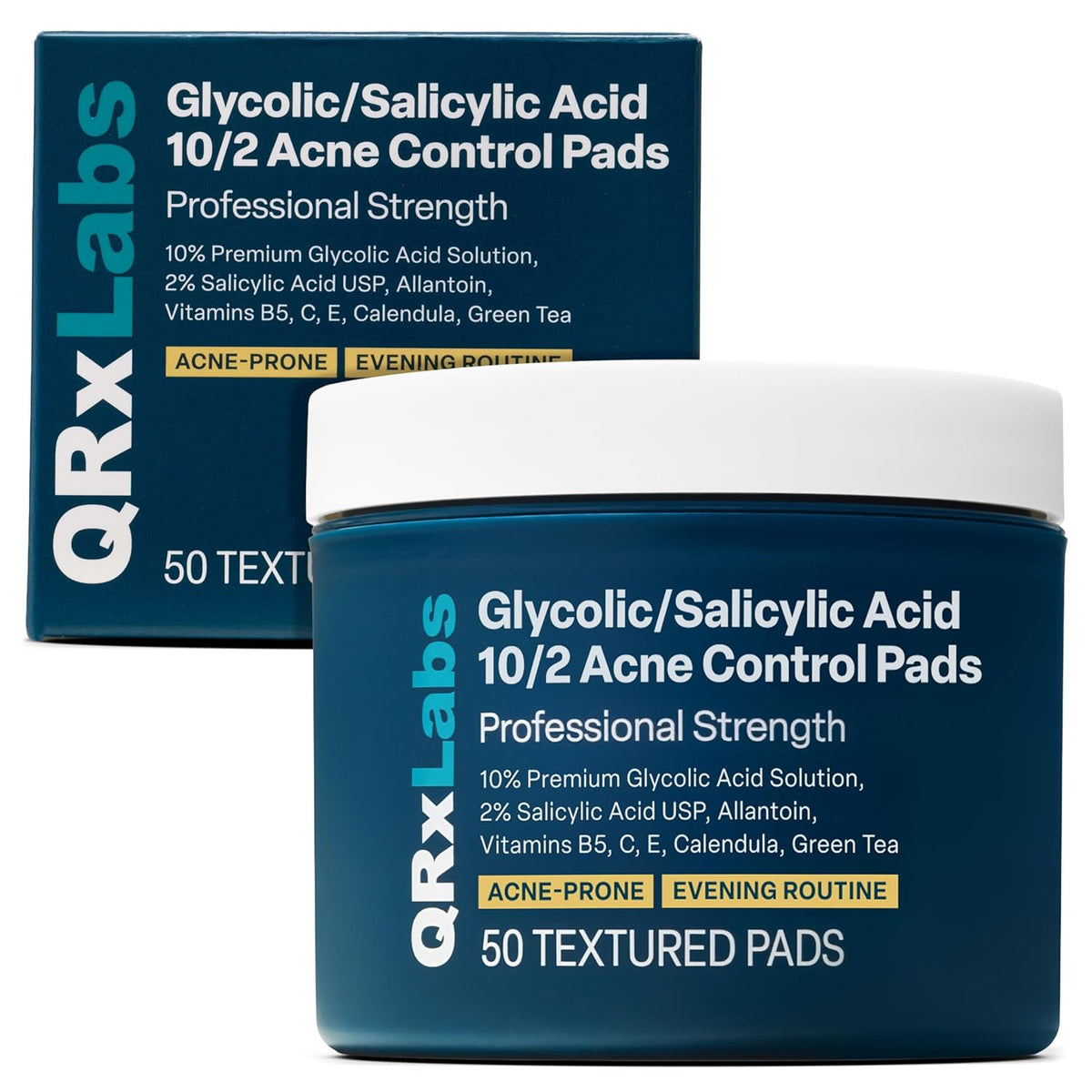 Salicylic & Glycolic Acid Acne Clearing Pads - 2% Salicylic & 10% Glycolic Acid - Exfoliating Pads for Acne, Bacne
