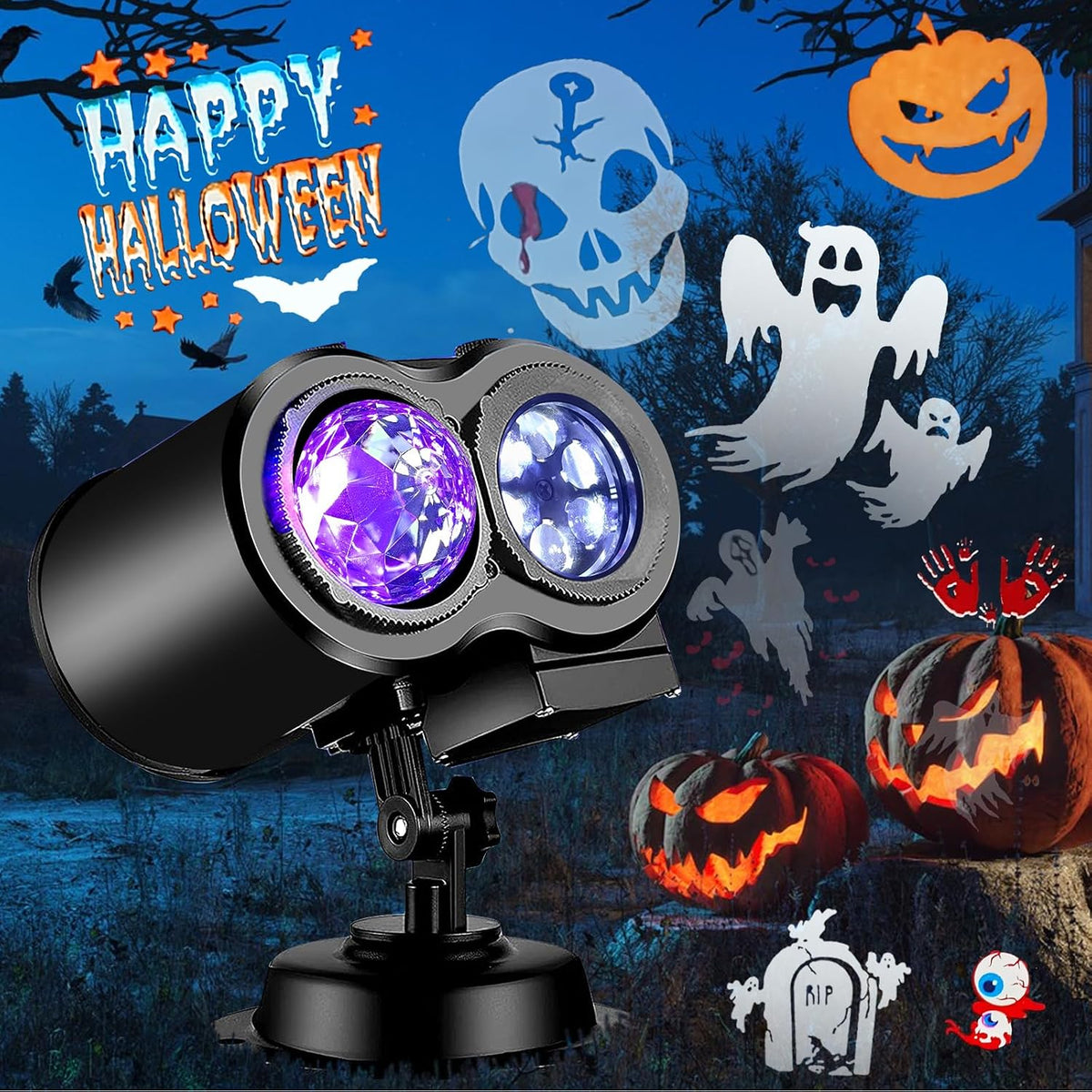 2026 Brighter Halloween Projector Lights,FLITI 19HD Slide (Ocean Wave & Patterns),11 Themes Holiday Projector with