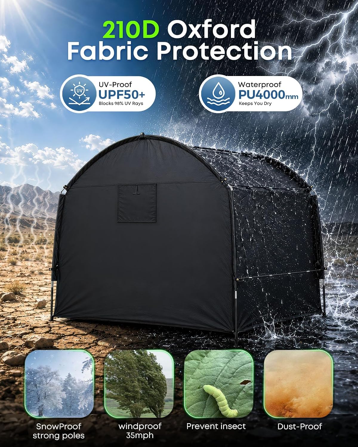 Bike Storage Shed Tent,Bike Cover Waterproof Outdoor Storage Shed with 30% More Top Storage Space for