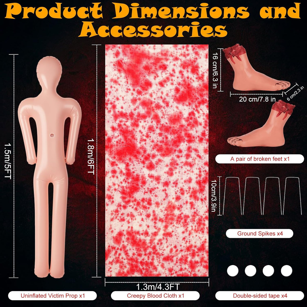 Halloween Decor – 5FT Bloody Corpse Prop, Lifesize Scary Dead Body Decoration for Indoor & Outdoor Haunted House