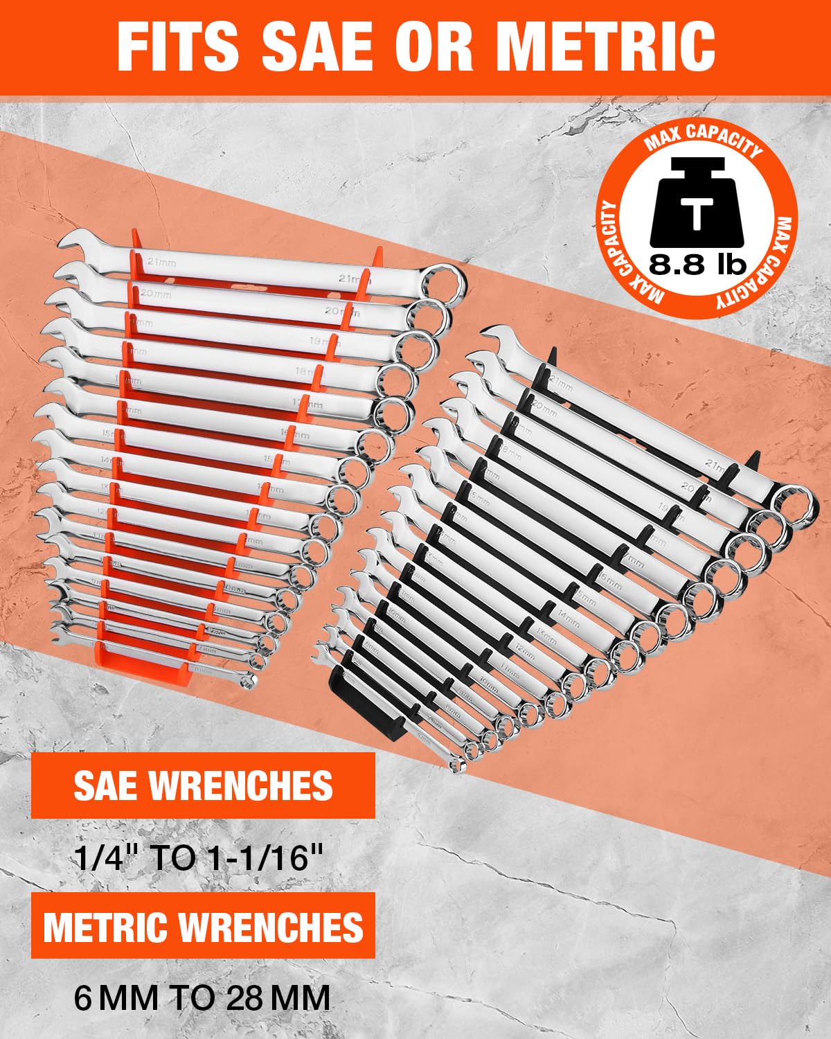2-Pack Wrench Organizer, 32-Slot
