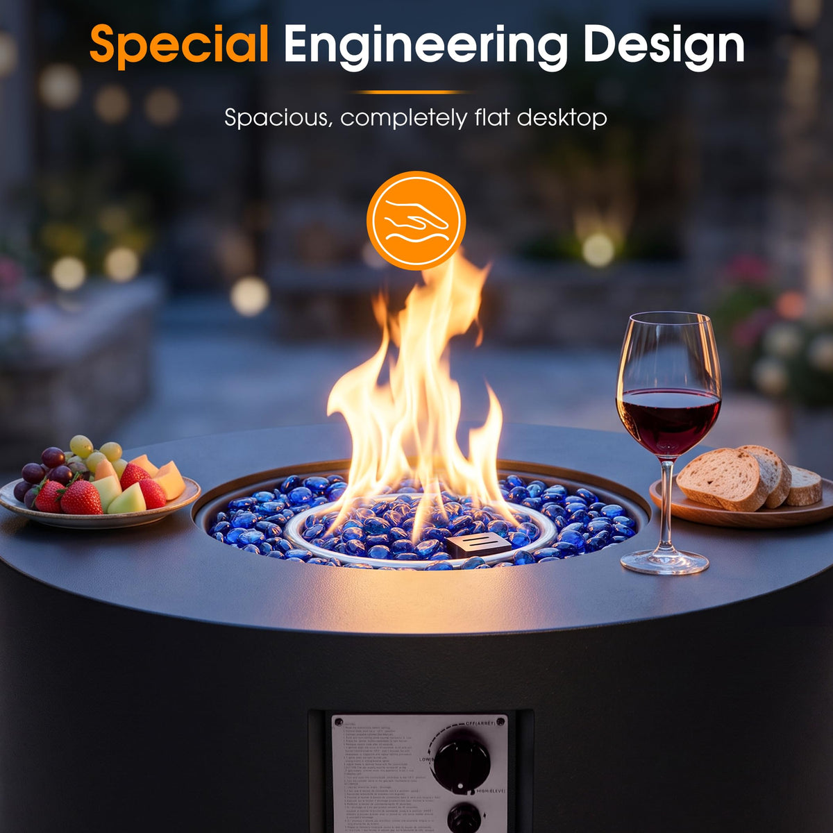 30'' Outdoor Round Propane Fire Pit Table Metal Black