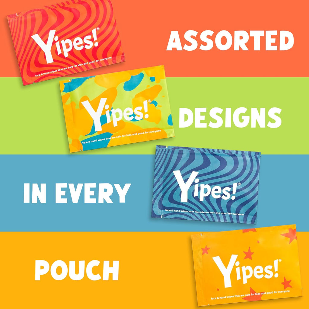 Yipes! Kids Face and Hand Wipes | Compostable Wet Wipes for Sensitive Skin | Individually Wrapped | Classroom Must