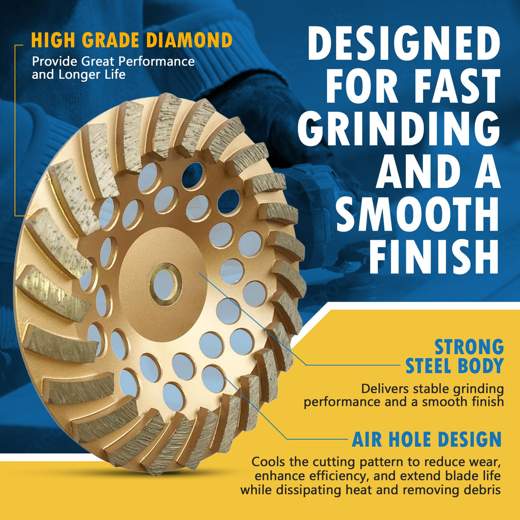 4.5" Diamond Grinding Wheel for Concrete Masonry 18 Segments 7/8"-5/8"