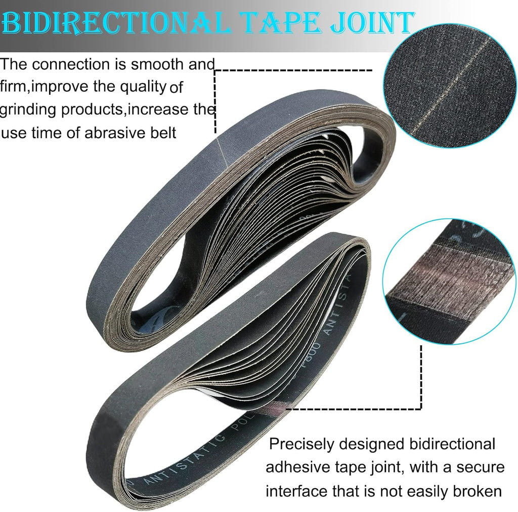 18 PCS 1 x 42 Inch Silicon Carbide Sanding Belts Assortment- 80, 120, 240, 400, 800, 1000 Grits Premium Sander Belts For Knife Sharpening and Metalworking