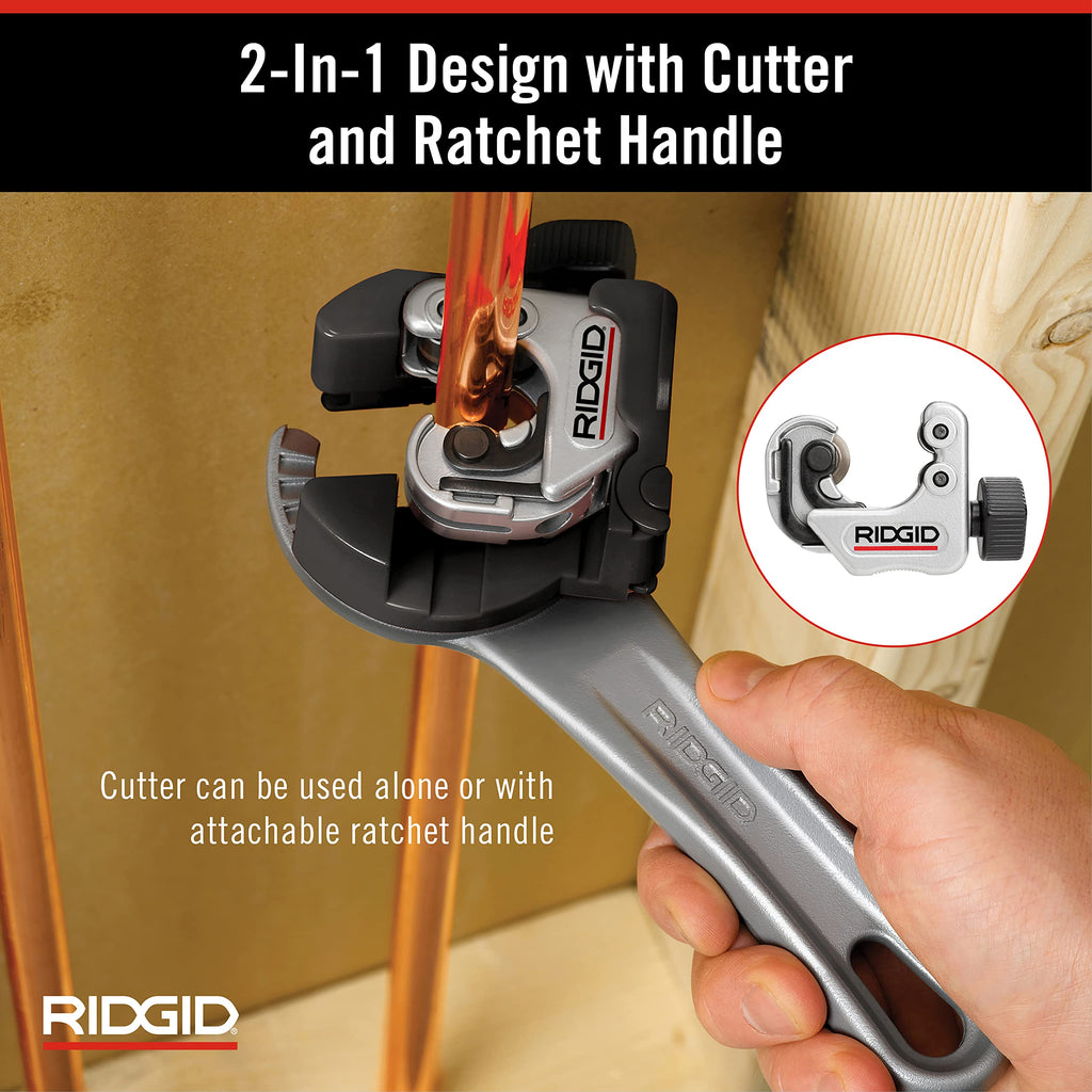 RIDGID 32573 Model 118 2-in-1 Close Quarters Tubing Cutter for 1/4" to 1-1/8" Copper, Brass, and Aluminum Tubing, Compact tubing cutter with AUTOFEED