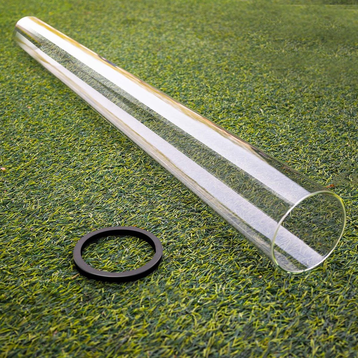 Patio Heater Glass Tube Replacement,49.5" Tall 4" Diameter with Silicone Connecting Ring Compatible with Four-Sided
