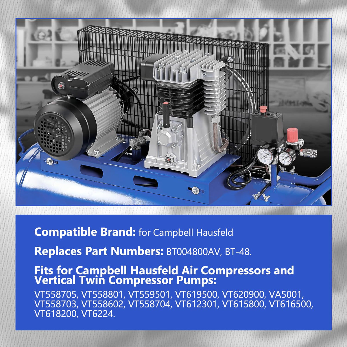 HASMX Replacement Belt for Campbell Hausfeld Air Compressors and Vertical Twin Compressor Pumps VT558705, VT558801, VT559501, VA5001, VT6224 Replaces Part Numbers BT004800AV, BT-48 (1-Pack)