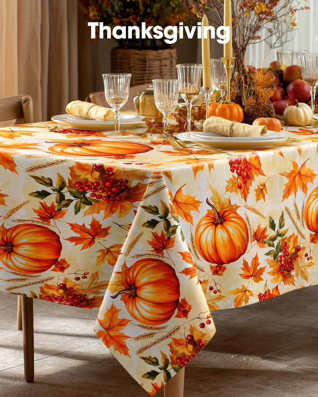 Plastic Table Cloth Disposable 54x108 Inch 10 Pack, Pumpkin Harvest