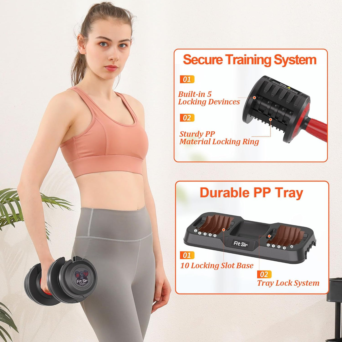 Adjustable Dumbbell Set, 10-in-1 25LB/55LB/90LB Ajustable Dumbbells with Safe Locking System, Enclosed Storage Tray