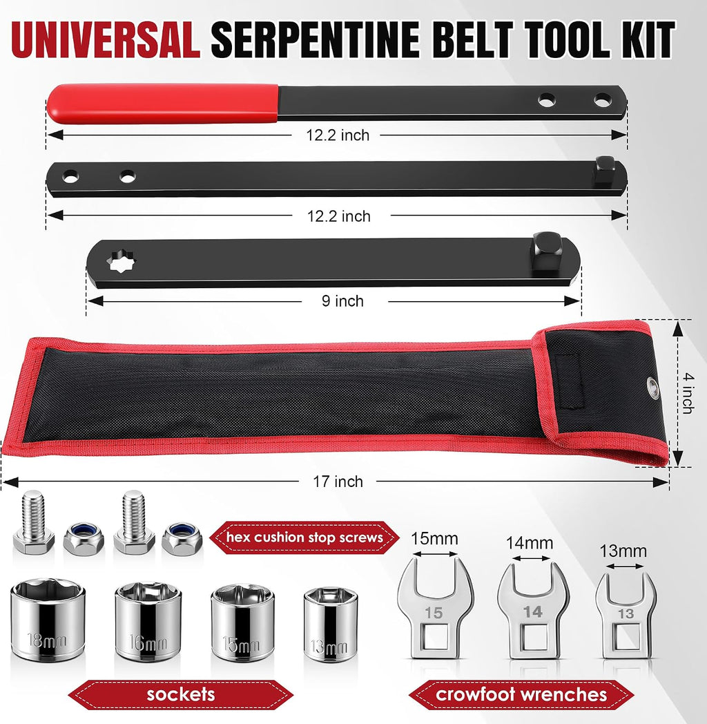 Universal Serpentine Belt Tool Kit, Tensioner Wrench(Red)