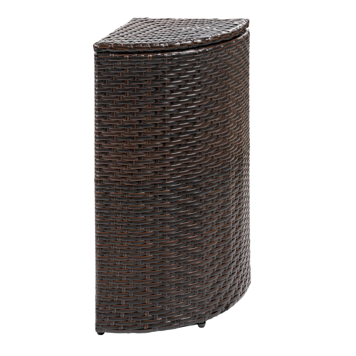 Chloe 10 Gal Wicker Corner Outdoor Trash Can, Brown