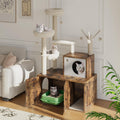 Hidden Cat Litter Box Enclosure with Tree Tower and Condo - 55 Inch Multi-Level Cat Condo with Soft Plush