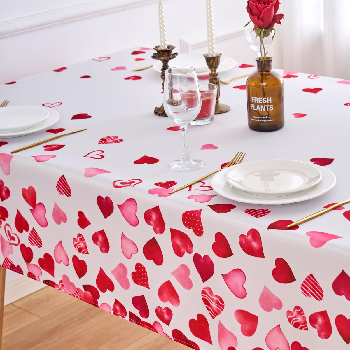 Valentines Tablecloth Rectangle Red Love Hearts Valentines Day 60x84 tablecloths for rectangle tables - Oblong