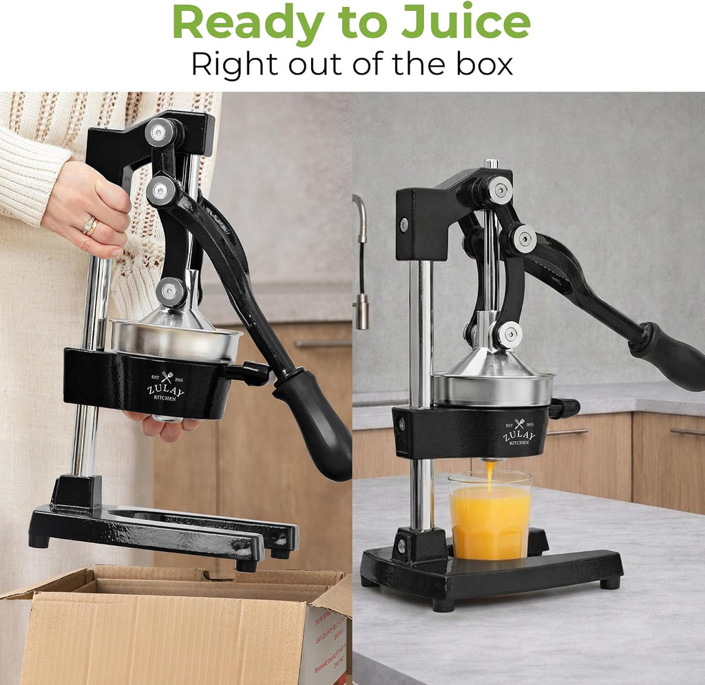 Cast Iron Juicer - Heavy Duty Orange Juicer with Detachable Strainers for Easy Cleaning, Citrus Press for Citrus