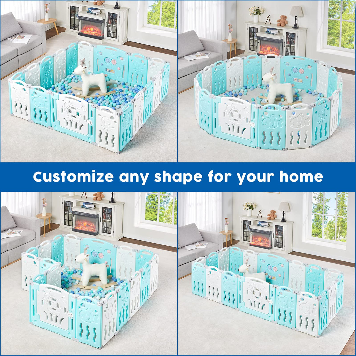 22-Panel Modular Foldable Baby Playpen & Safety Activity Yard with Locking Walk-Through Gate for Infants & Toddlers