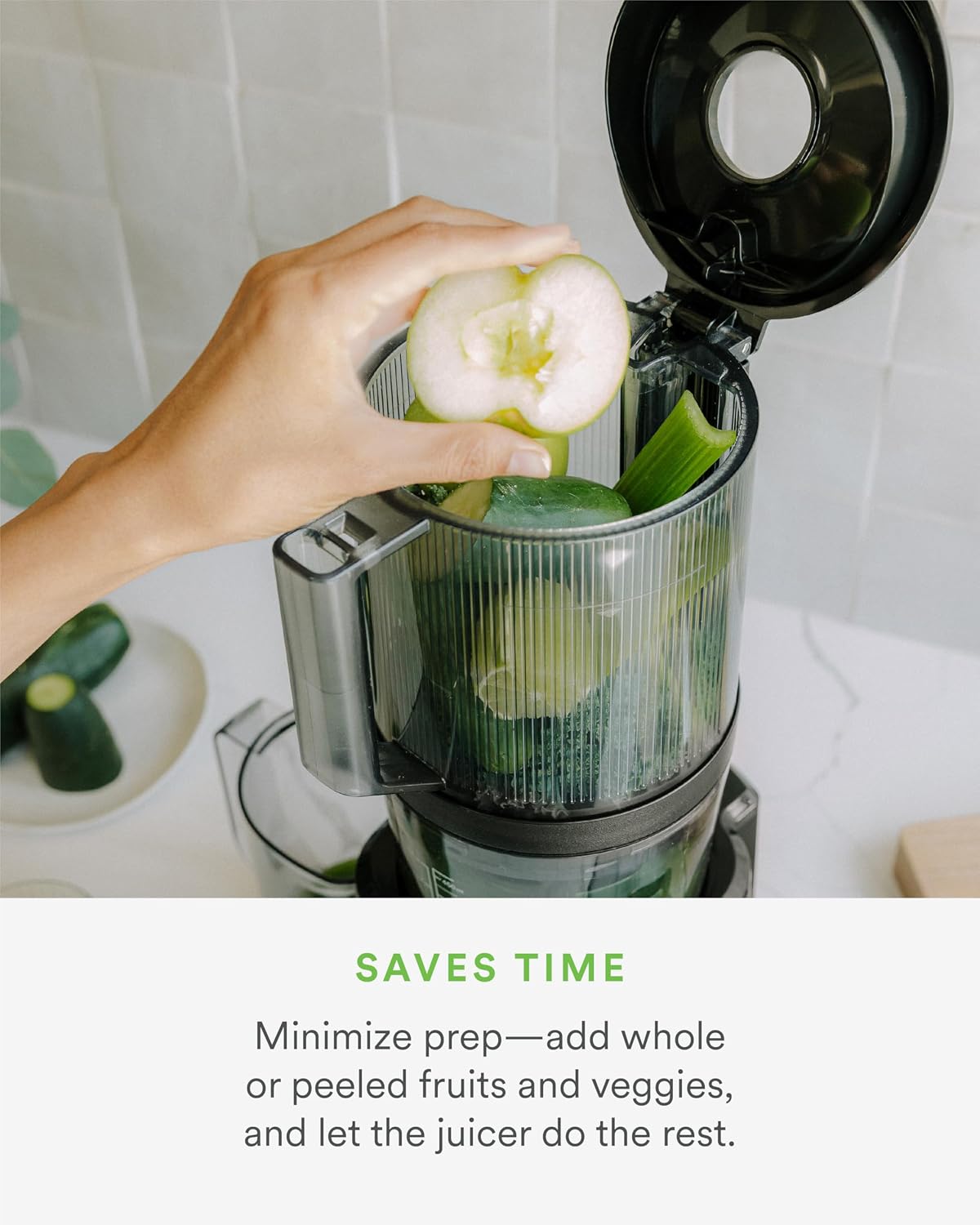 J2 - Cold Press Juicer - Hands-Free - Black | Wide Mouth Hopper fits a whole recipe - Zero Waste Masticating - High